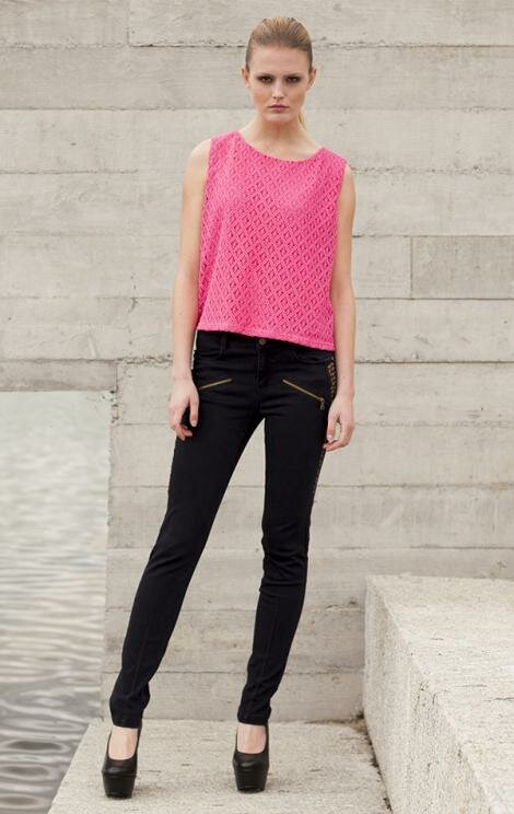 Black Secret - darwin lace blouse i pink fra Black Secret
