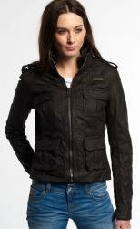 Superdry - Megan leather jacket i bison black fra Superdry